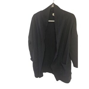 Pact Cardigan Charcoal Gray Shawl Collar Open Front Pockets XS Made in India